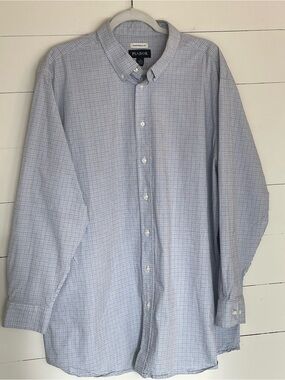Jos. A. Bank Light Blue Micro-Check Button-Down Dress Shirt, Size 18 34/35